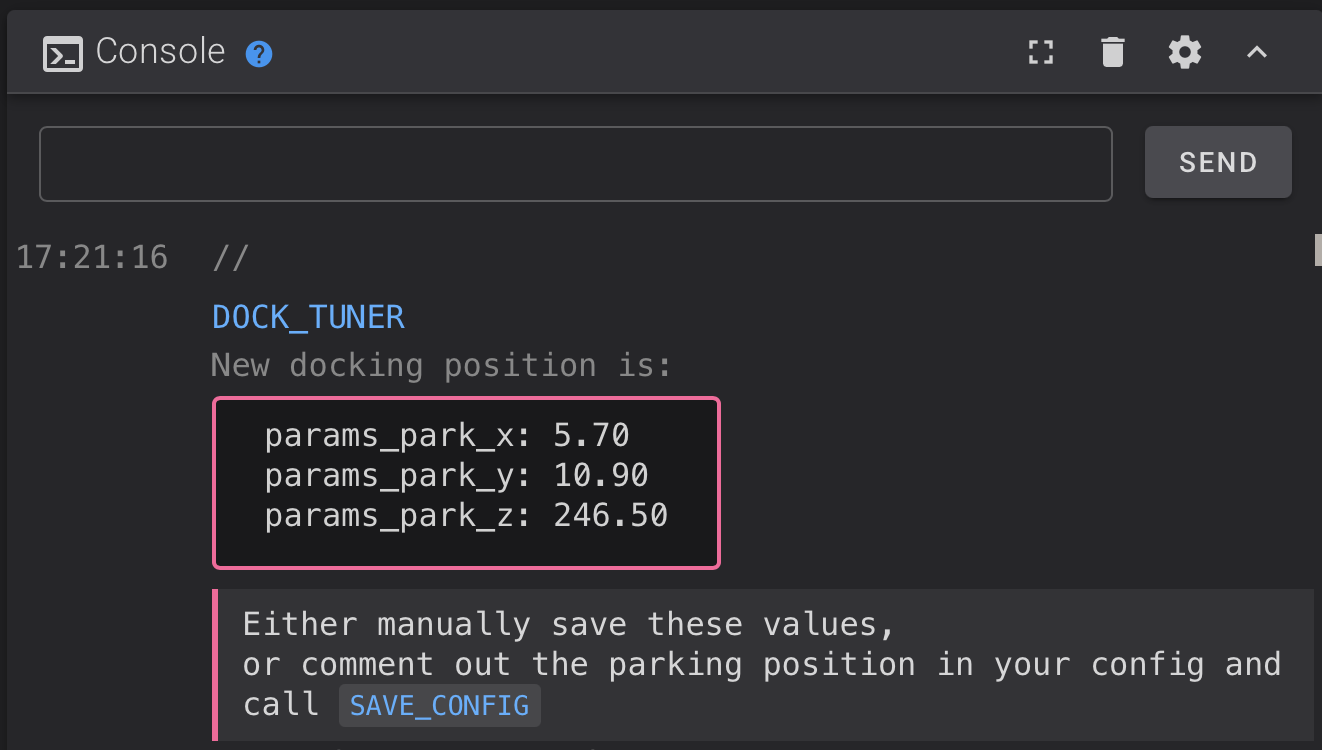 Dock Tuner Final Values